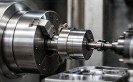Lathe chuck turning a steel bar